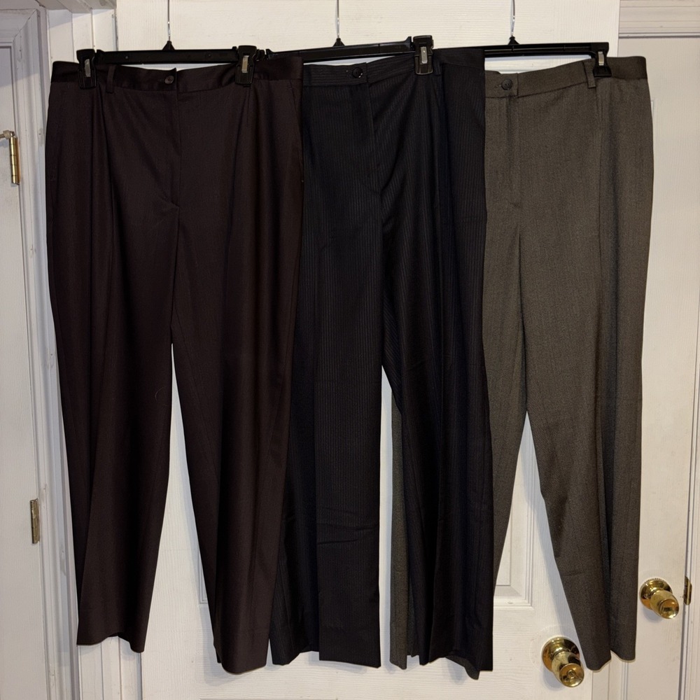 Zanella Italy Sz 12 Lot of 3 Wool Goldie Trouser Pants Career Black Brown *read*